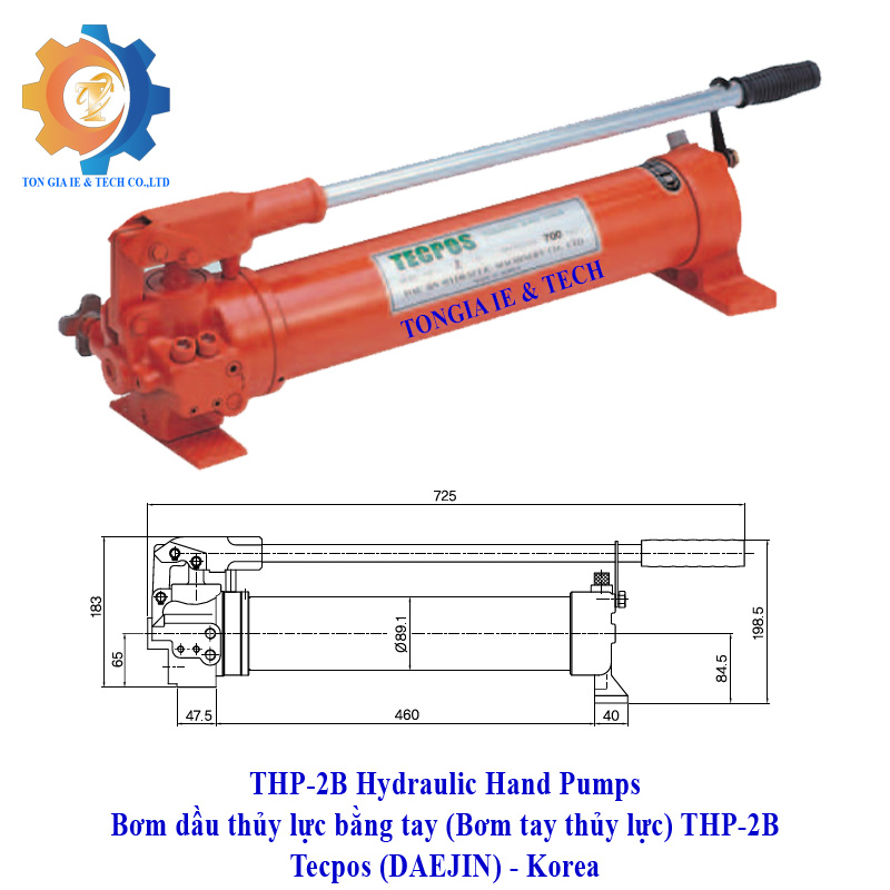 Bơm tay thủy lực THP-2B Tecpos Korea - Ảnh 2