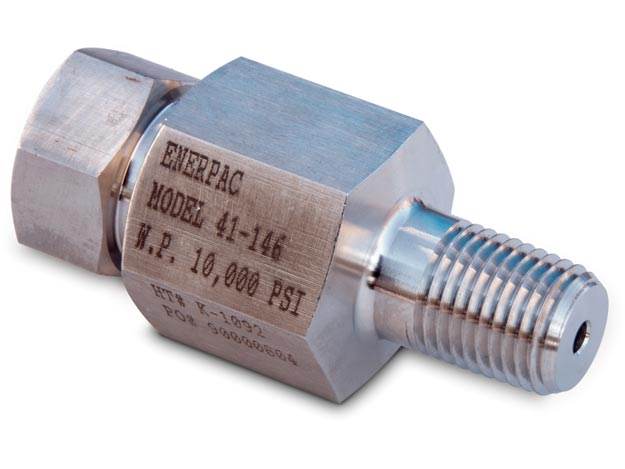 41166, High Pressure Fitting, Adapter, .38" F cone to 3/8" M NPTF - Enerpac