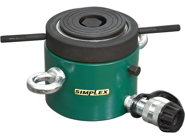 CLP1002, 100 ton (889,6 kN) Capacity, 1.97 in (50 mm) Stroke, Single-Acting, Pancake Locknut Hydraulic Cylinder | Simplex - Simplex