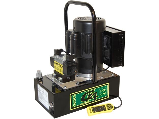 G4102, Electric Hydraulic Pump, Dump Valve, 55 in3/min (901,3 cm3/min) Oil Flow at 10,000 psi (700 bar), 1.5 Gallon (5,68 l) Usable Oil, 115V | Simplex - Simplex