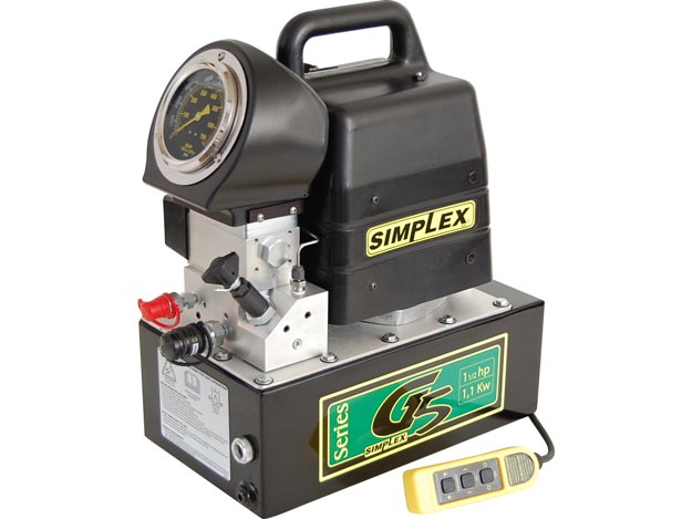 G5172T, Electric Hydraulic Torque Wrench Pump, 4/2 Solenoid Valve, 55 in3/min (901,3 cm3/min) Oil Flow at 10,000 psi (700 bar), 1.5 Gallon (5,68 l) Usable Oil, 115V | Simplex - Simplex