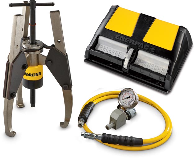 GPS24A, 24 Ton, Hydraulic Sync Grip Puller Set with Air Pump - Enerpac