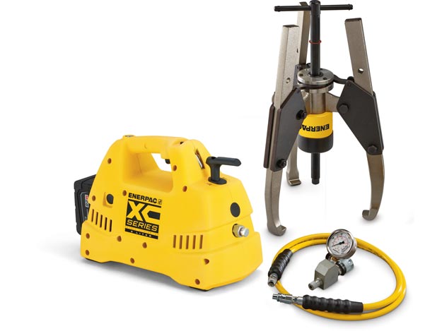 GPS36CB, 36 Ton, Hydraulic Sync Grip Puller Set with Cordless Pump 115V - Enerpac