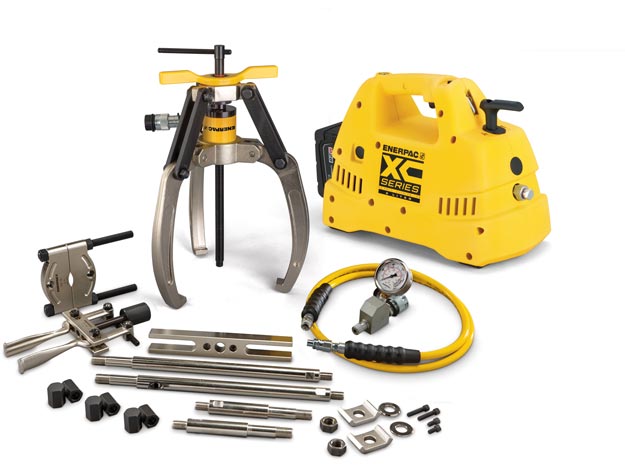 LGHMS314CB, 14 Ton, 3 Jaw, Hydraulic Lock-Grip Master Puller Set with Cordless Pump, 115V - Enerpac