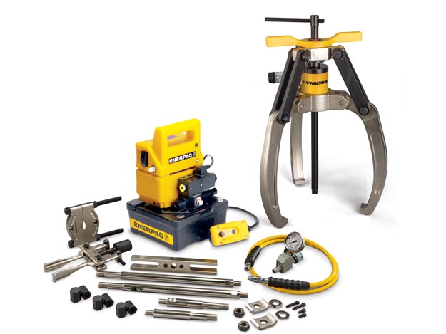 LGHMS324EB, 24 Ton, 3 Jaw, Hydraulic Lock-Grip Master Puller Set with Electric Pump, 115V - Enerpac