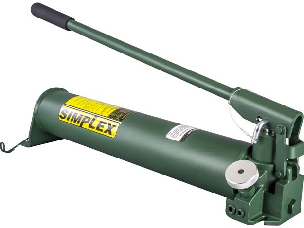 P143, Two Speed, Heavy Duty Steel Hydraulic Hand Pump, 0.24 in3 (4 cm3) Oil Flow per Stroke at 10,000 psi (700 bar), 159 in3 (2600 cm3) Usable Oil, For use with Single-Acting Tools - Simplex