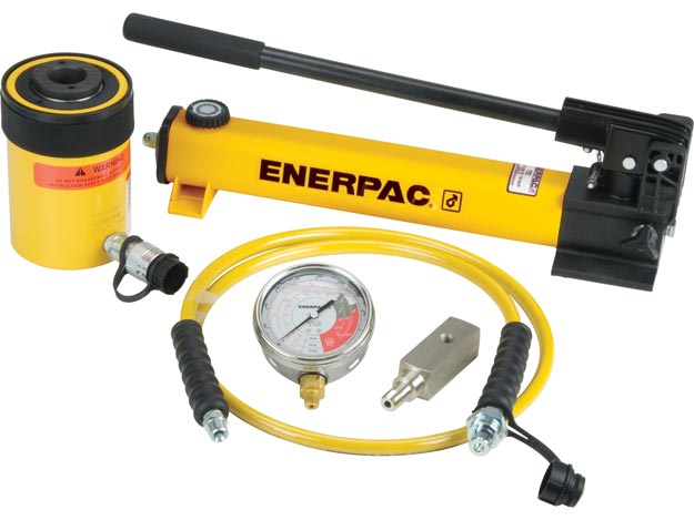 SCH302H, 30 Ton, 2.5 in Stroke, Hollow Hydraulic Cylinder and Hand Pump Set - Enerpac