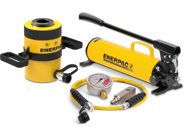 SCH603H, 60 Ton, 3 in Stroke, Hollow Hydraulic Cylinder and Hand Pump Set - Enerpac