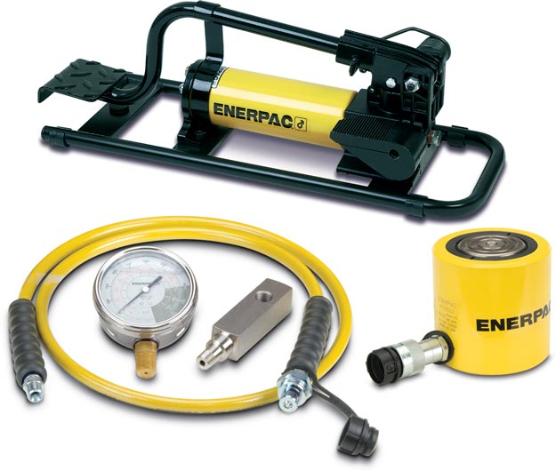 SCL302FP, 30 Ton, 2.44 in Stroke, Low Height Hydraulic Cylinder and Foot Pump Set - Enerpac