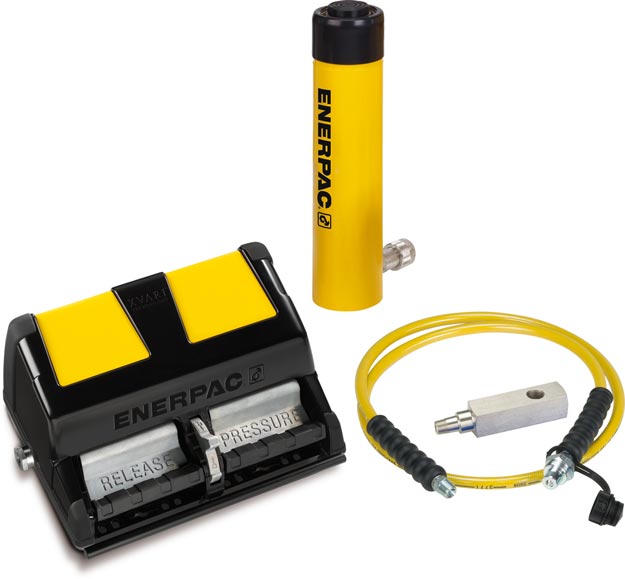 SCH302XA, 30 Ton, 2.5 in Stroke, Hollow Hydraulic Cylinder and Air Pump Set - Enerpac