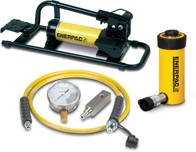 SCR156FP, 15 Ton, 6 in Stroke, Hydraulic Cylinder and Foot Pump Set - Enerpac