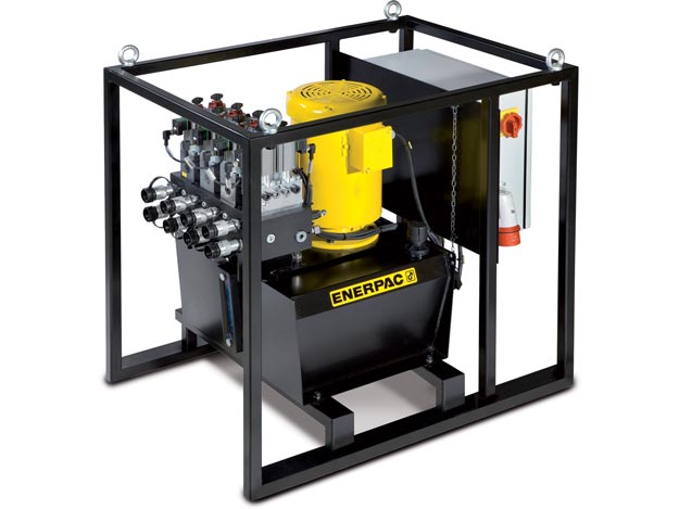 SFP604MW, Electric Split Flow Hydraulic Pump, 6 Outlets, 4/3 Manual Valve, 40 liter Reservoir, 400V - Enerpac