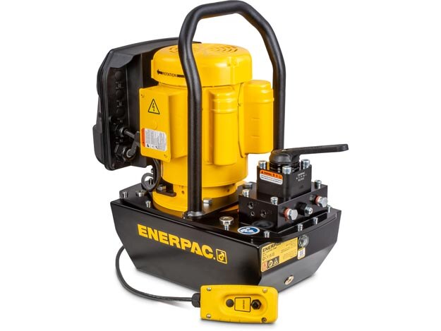 ZE2308PI, Electric Hydraulic Pump, 3/3 Manual Valve with Pendant Control, 1.8 gallons Usable Oil, 208-240V with NEMA 6/15 plug - Enerpac