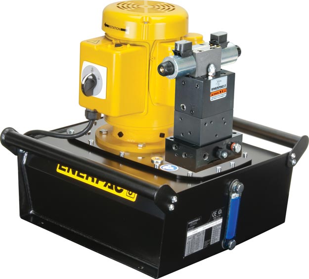 ZE3310SB, Electric Hydraulic Pump, 3/3 Solenoid Valve, Electric Box and LCD, 2.5 gallon Usable Oil, 40 in3/min Oil Flow at 10,000 psi, 115V - Enerpac